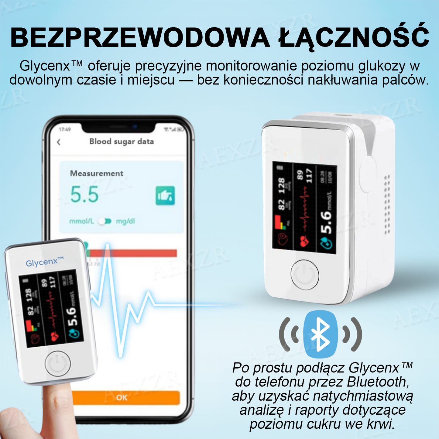 Glycenx™🎉🎉Wyprzedaż Noworoczna🎉- Rabat - 𝟟𝟘% 🅾🅵🅵 Dokładne urządzenie do pomiaru poziomu glukozy we krwi